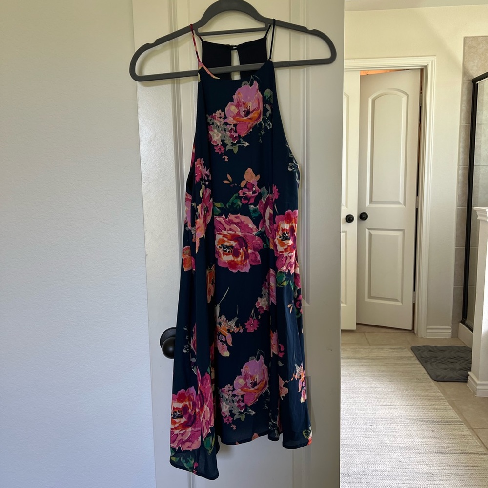 Navy blue floral dress